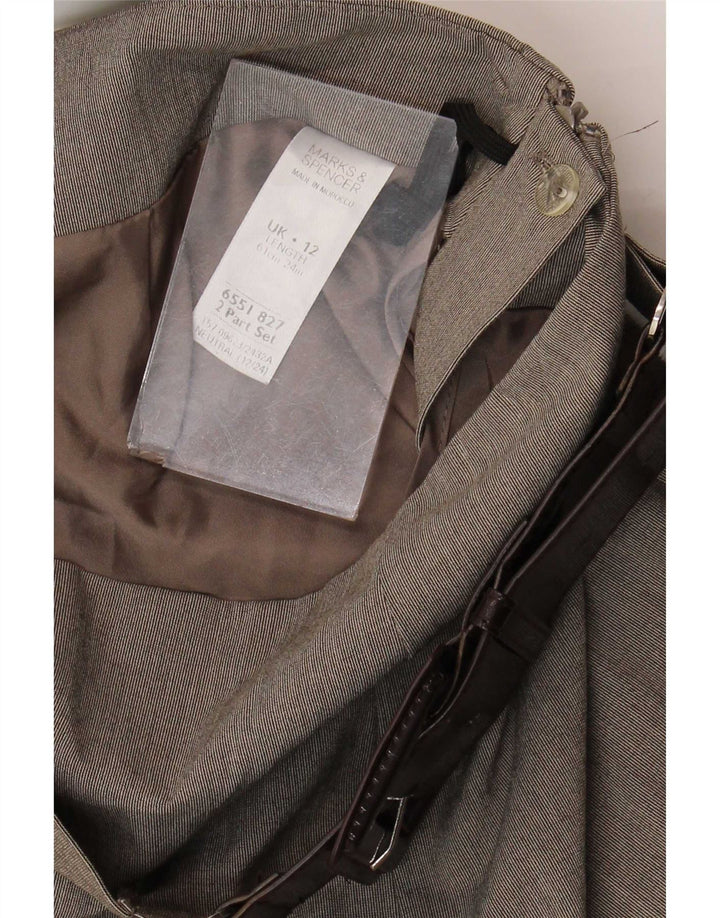 Saia larga feminina Marks & Spencer Reino Unido 12 médio W30 poliéster bege