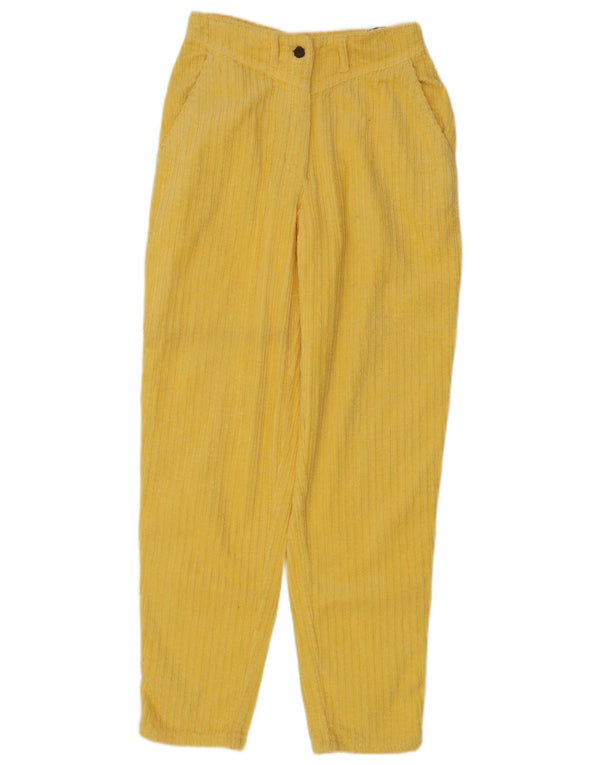 Calça feminina de veludo cotelê Benetton de cintura alta IT 42 médio W26 L31 amarelo