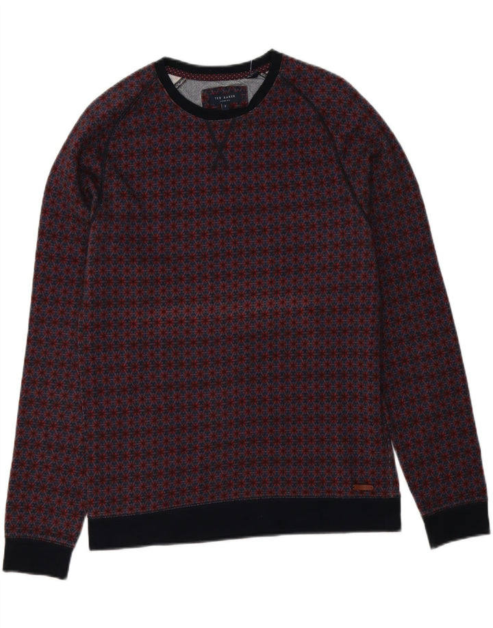 Suéter masculino Ted Baker com gola redonda, tamanho 3, médio, floral multicolorido