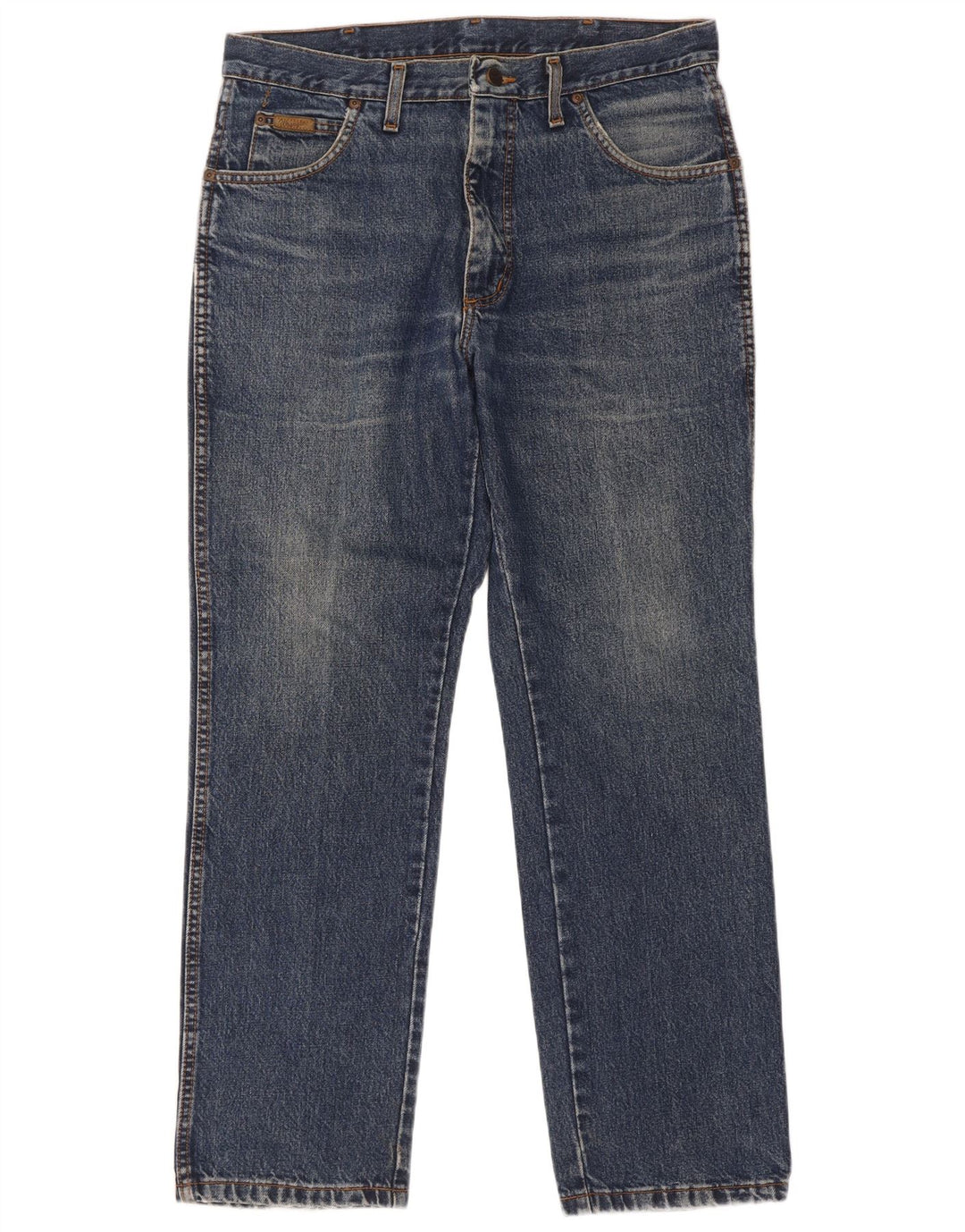 Wrangler Mens Straight Jeans W34 L30 Azul Algodão