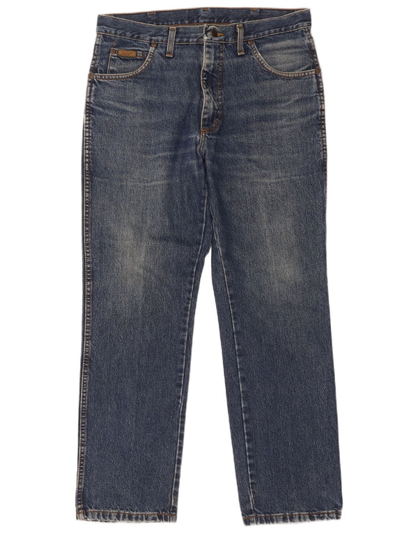 Wrangler Mens Straight Jeans W34 L30 Azul Algodão
