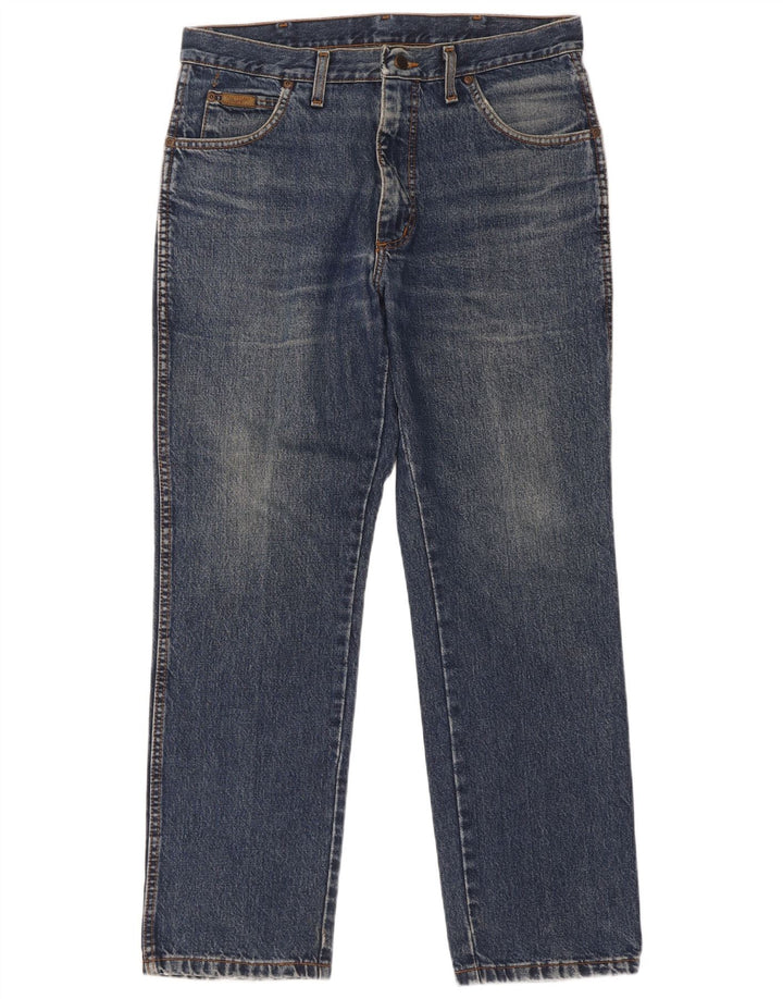 Wrangler Mens Straight Jeans W34 L30 Azul Algodão