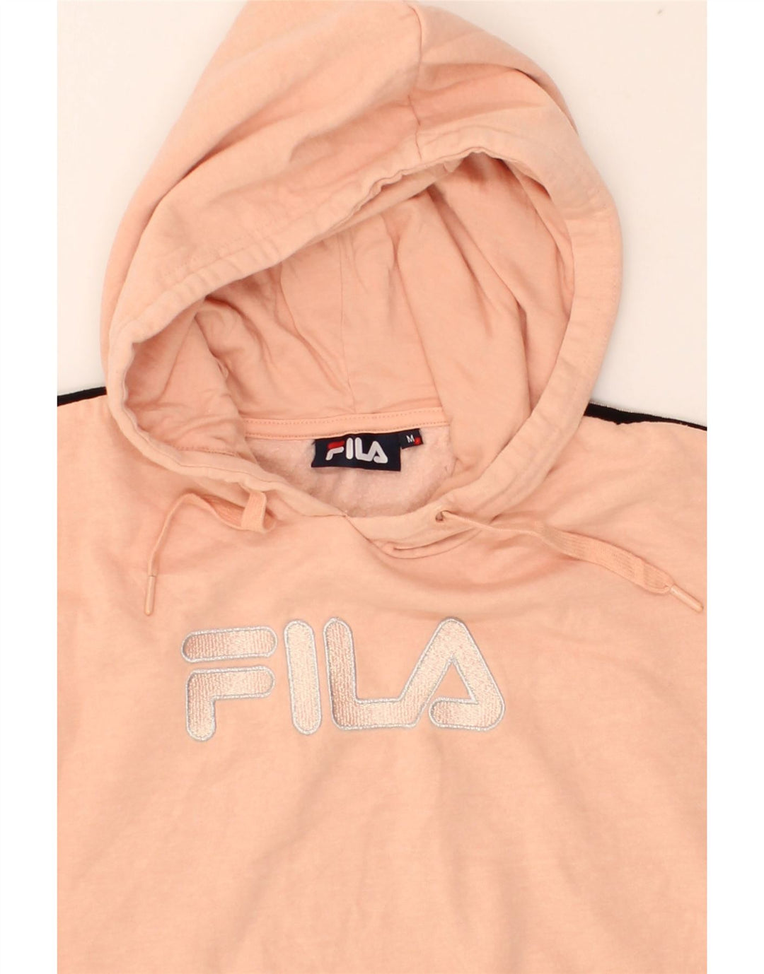 FILA Womens Graphic Hoodie Jumper UK 14 Medium Pink Cotton Vintage Fila and Second-Hand Fila from Messina Hembry 