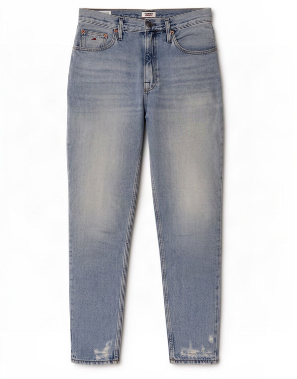 Tommy Hilfiger Calça jeans feminina cintura alta desgastada W30 L30 azul
