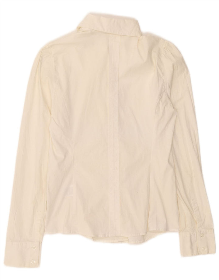 Camisa feminina Reiss UK 8 pequena algodão branco