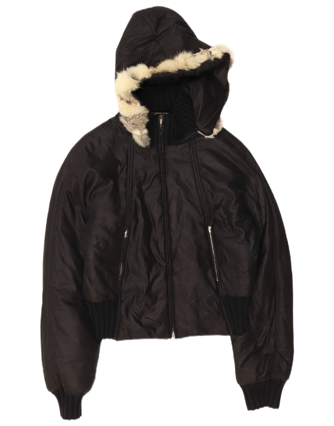 Jaqueta feminina acolchoada com capuz TRUSSARDI JEANS IT 44 poliamida preta média