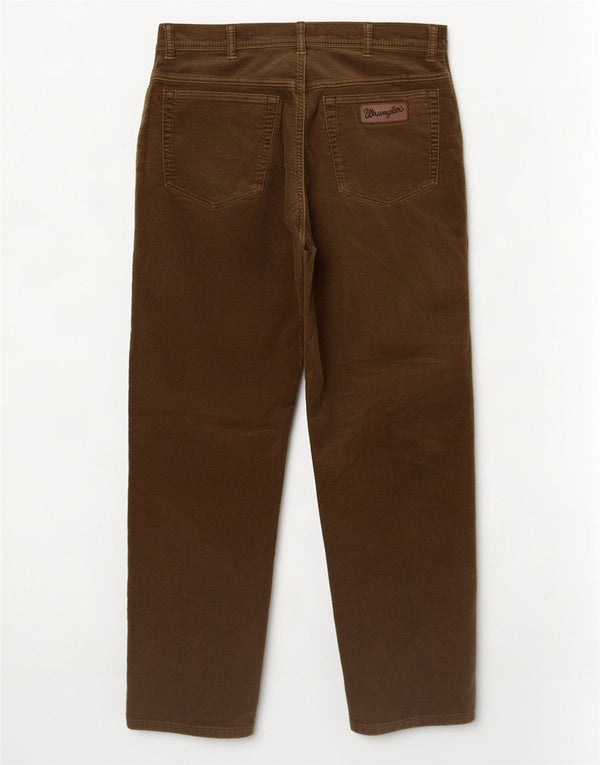 Calça masculina Wrangler Texas Slim de veludo cotelê W36 L30 algodão marrom