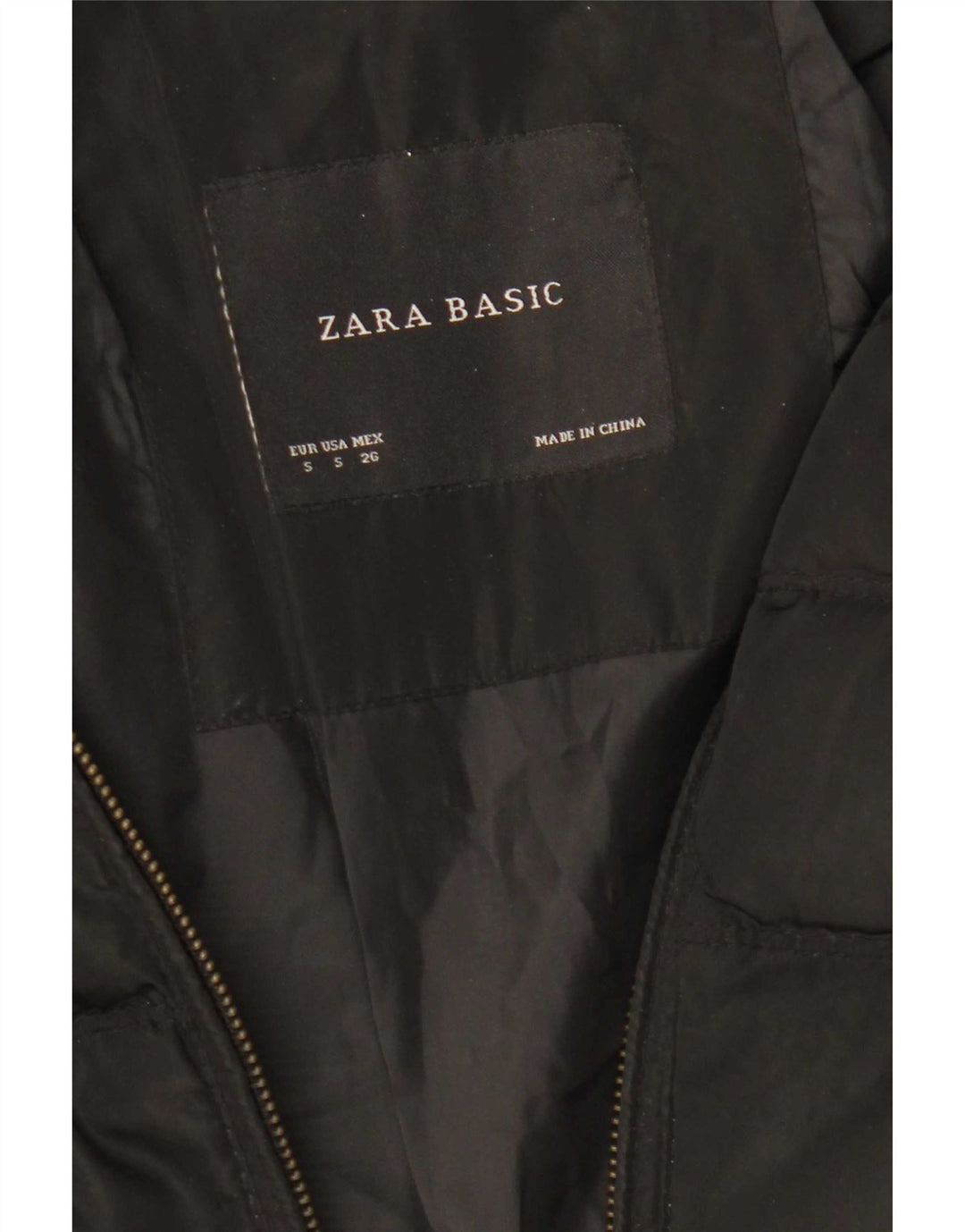 Casaco acolchoado feminino Zara UK 10 pequeno poliéster preto