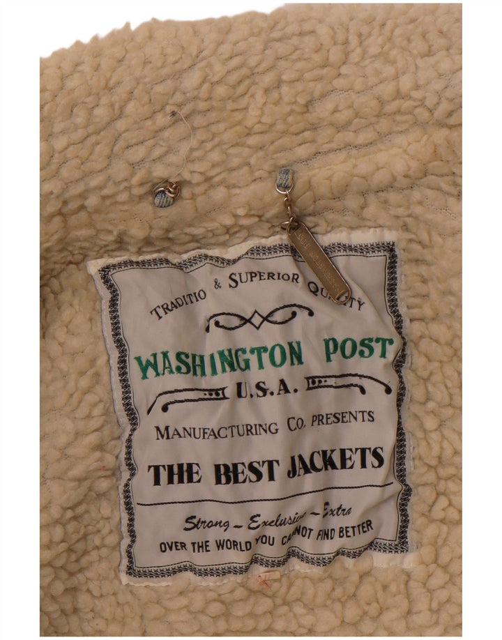 Jaqueta jeans masculina VINTAGE Sherpa Reino Unido 40 grande algodão azul