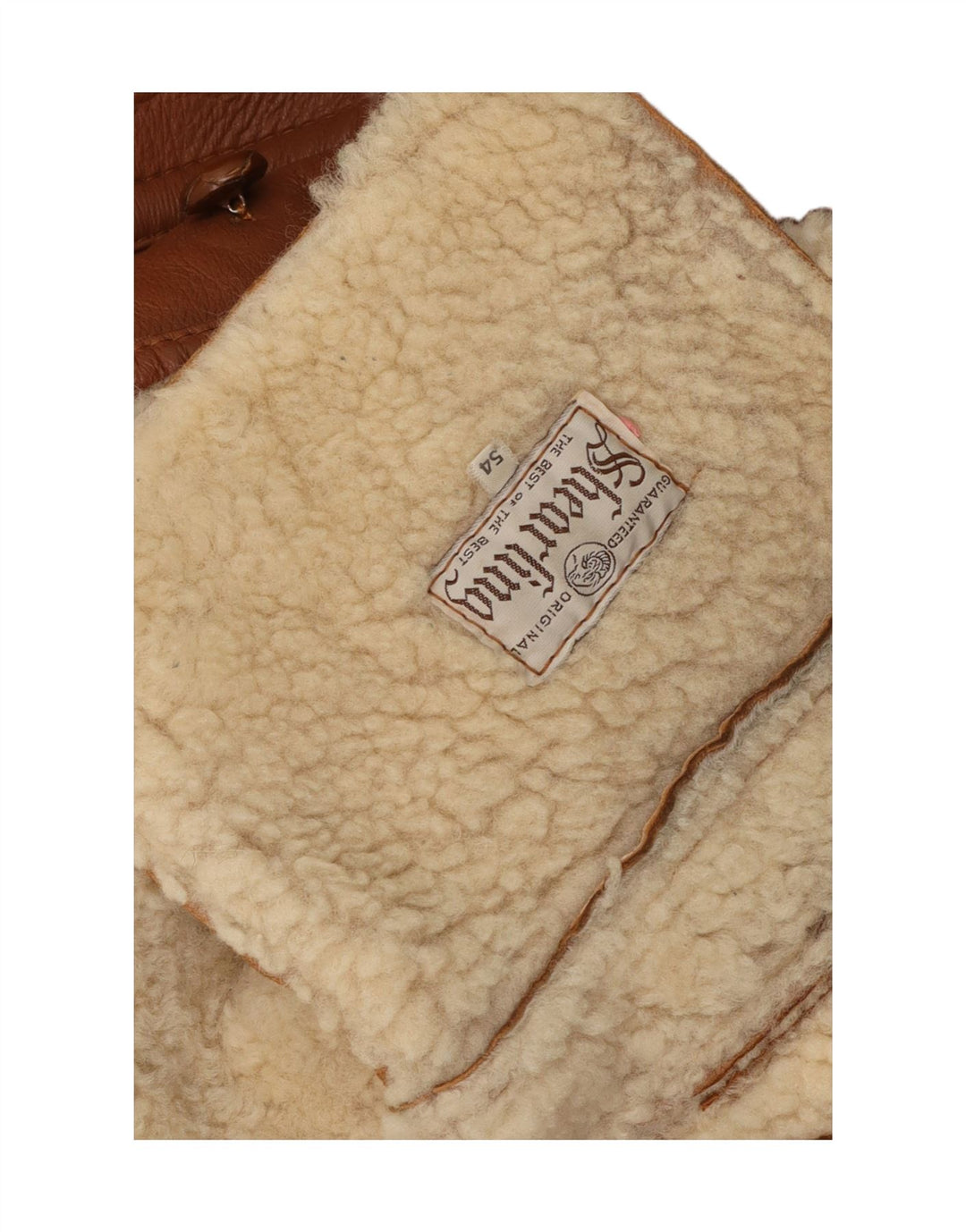 Jaqueta masculina vintage de peito duplo Shearling IT 54 2XL marrom