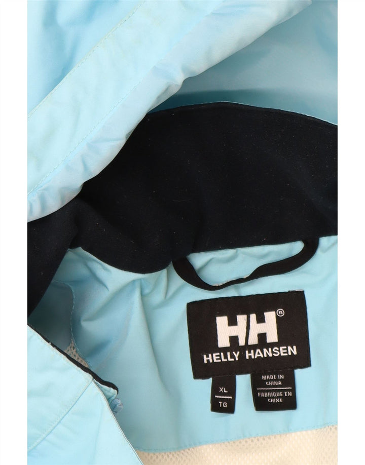 Jaqueta de chuva com capuz feminino Helly Hansen UK 18 XL azul poliéster