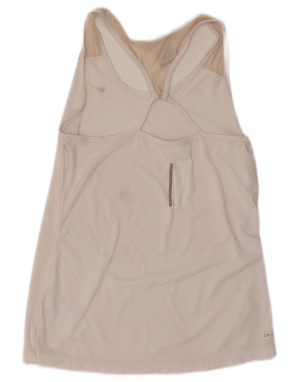 Nike Womens Dri Fit Vest Top UK 14 Grande Off White Poliéster