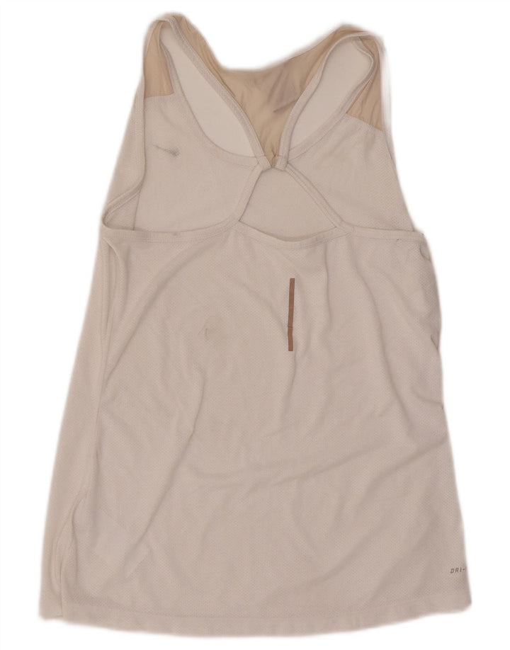 Nike Womens Dri Fit Vest Top UK 14 Grande Off White Poliéster