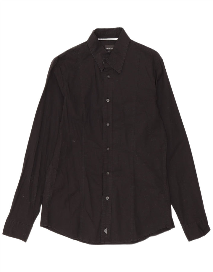 Camisa masculina Calvin Klein Jeans média preta de algodão