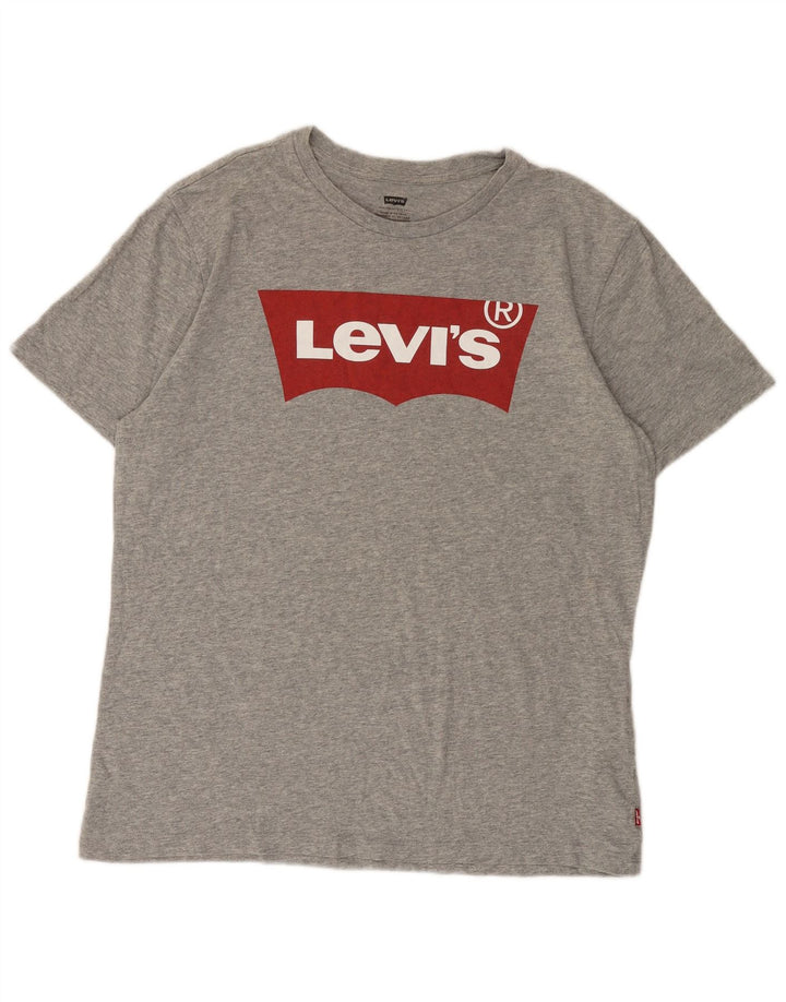 Camiseta gráfica masculina Levi's Top grande algodão manchado cinza