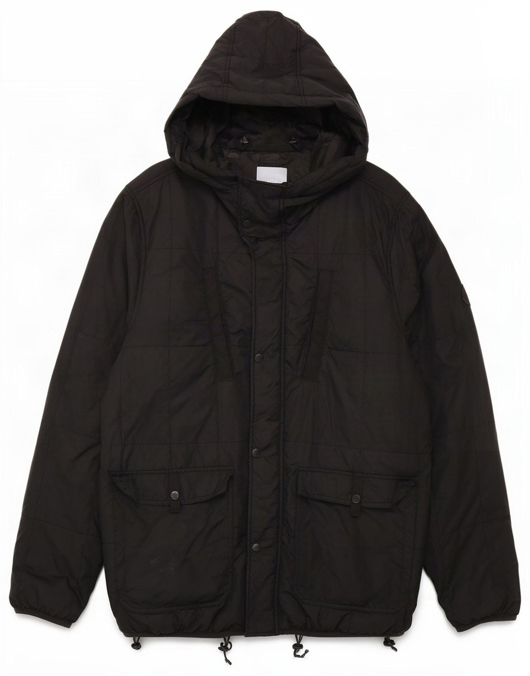Jaqueta masculina acolchoada com capuz para banco UK 40 grande poliamida preta