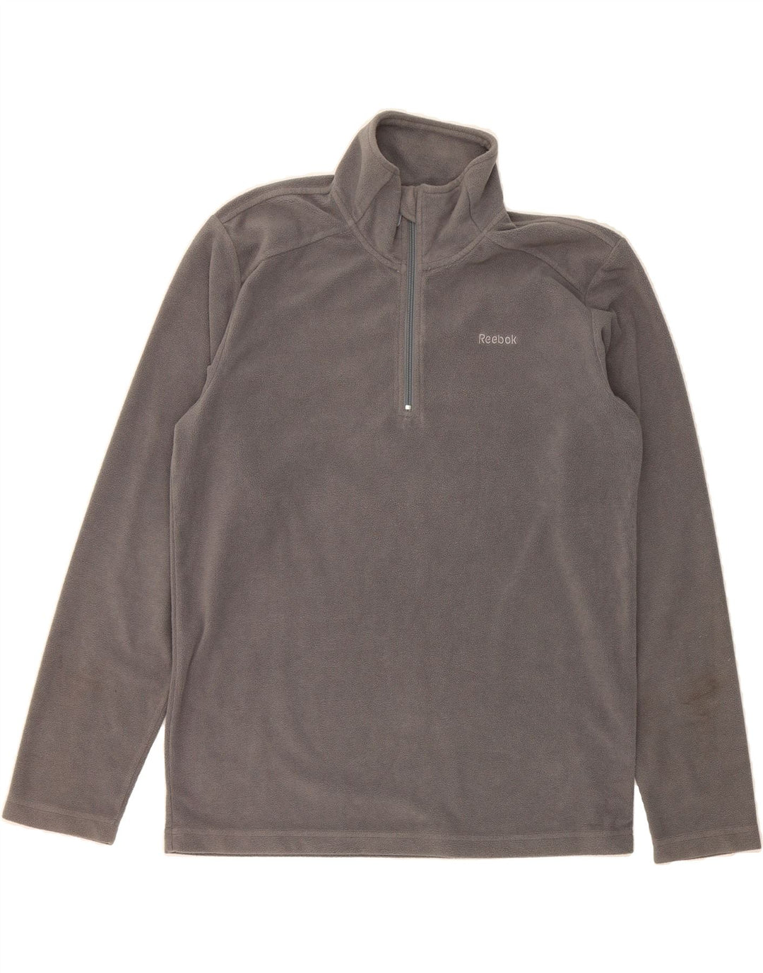 REEBOK Mens Zip Neck Fleece Jumper Medium Grey Polyester Vintage Reebok and Second-Hand Reebok from Messina Hembry 