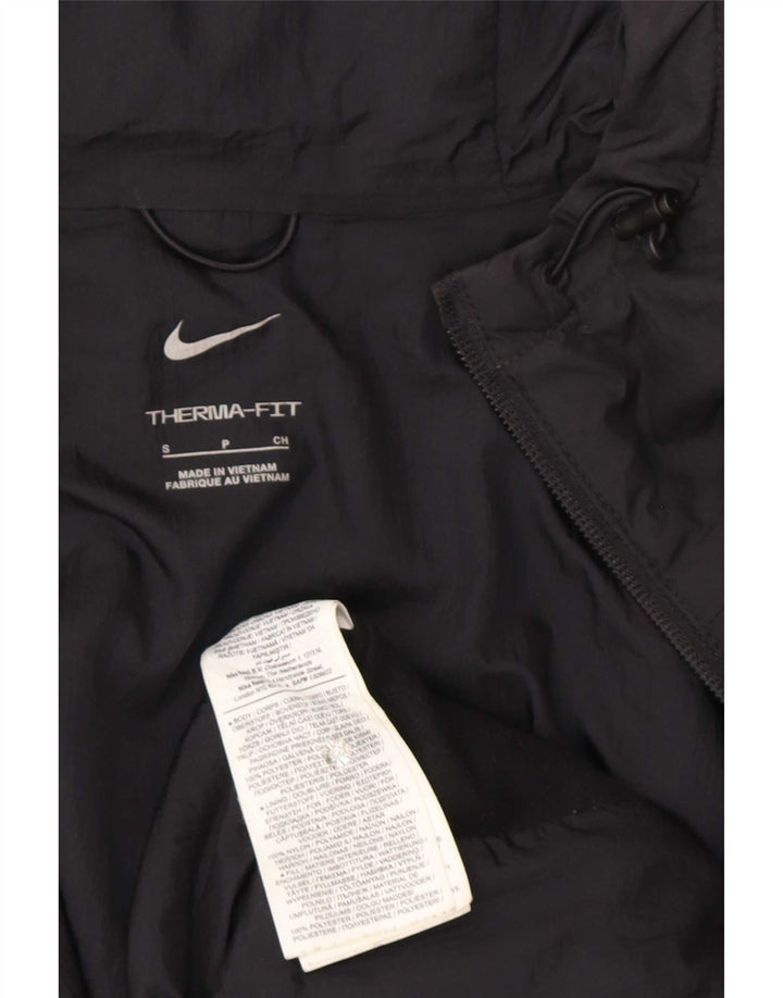 Jaqueta masculina Nike Therma-Fit com capuz e jaqueta pequena de poliéster preto