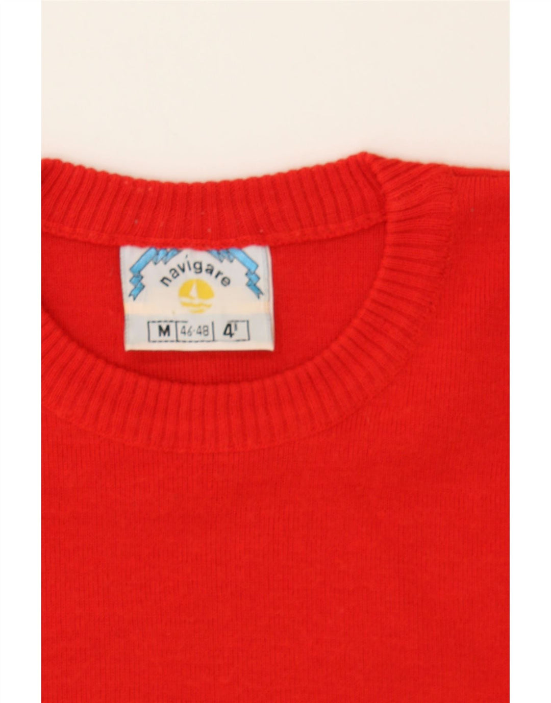 NAVIGARE Mens Crew Neck Jumper Sweater Medium Red Vintage Navigare and Second-Hand Navigare from Messina Hembry 