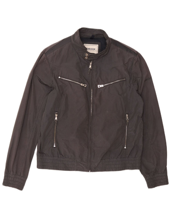 Geox Mens Respira Bomber Jacket UK 40 poliéster listrado cinza grande