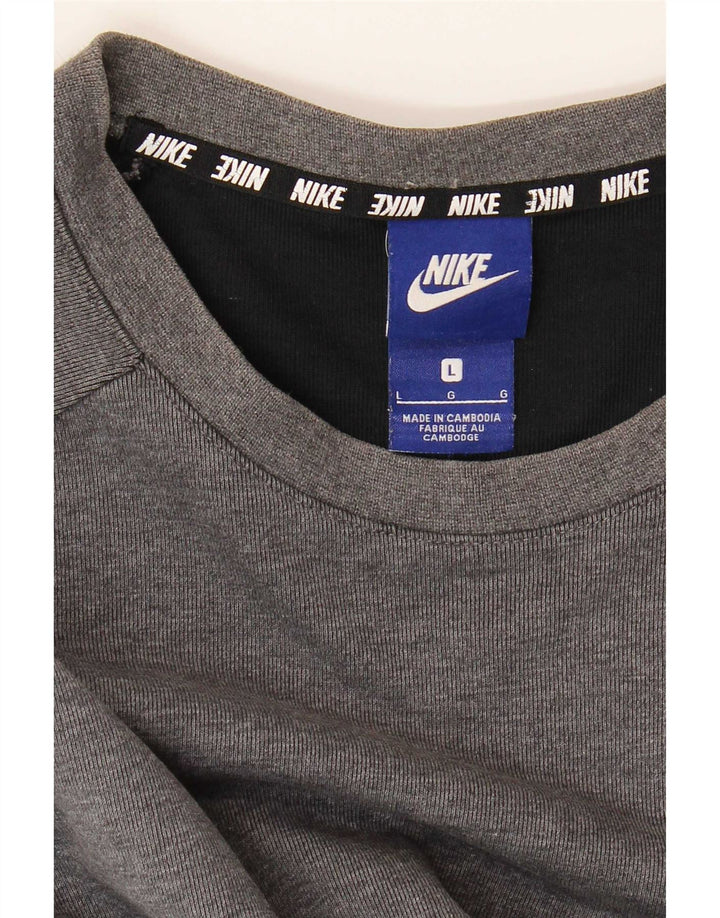 Moletom Masculino Nike com Estampa, Tamanho Large, Bloco de Cores Cinza