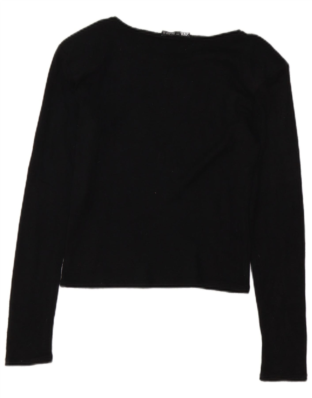 Zara Womens Crop Top Manga Longa Reino Unido 10 Pequeno Preto