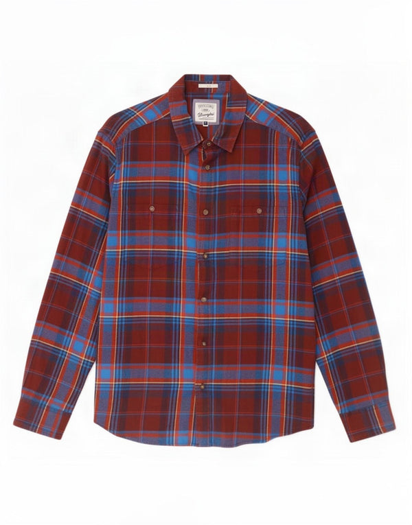 Wrangler Camisa masculina de flanela slim XL algodão xadrez vermelho