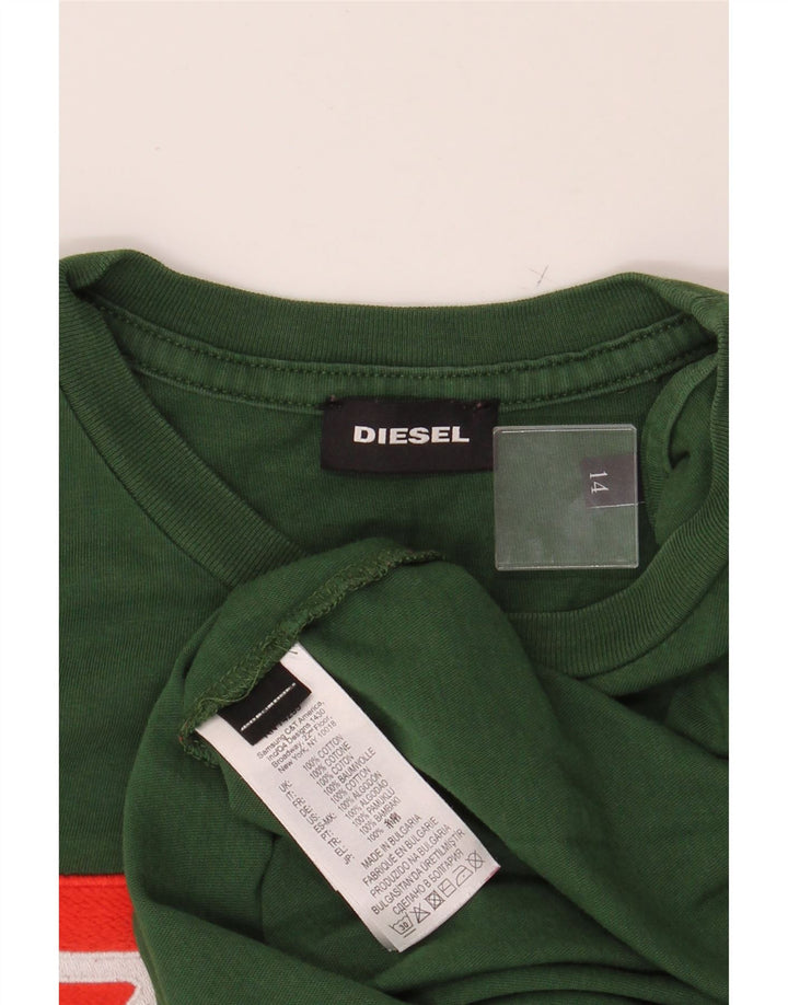 DIESEL Boys Graphic T-Shirt Top 13-14 Years Green Cotton Vintage Diesel and Second-Hand Diesel from Messina Hembry 
