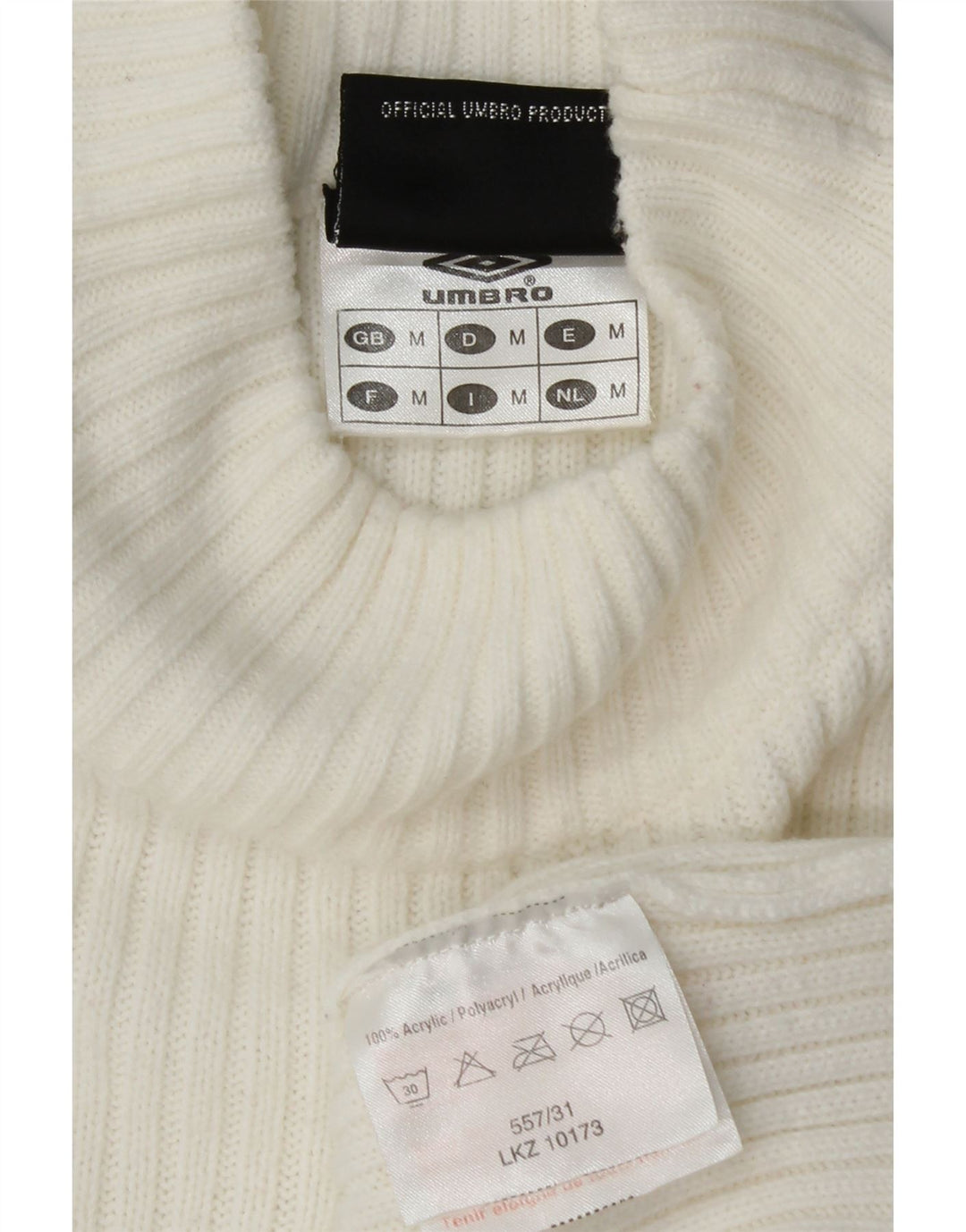 Suéter feminino UMBRO com gola tartaruga gráfica Reino Unido 16 acrílico branco médio