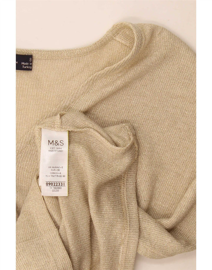 Blusa feminina Marks & Spencer UK 8 pequena viscose dourada