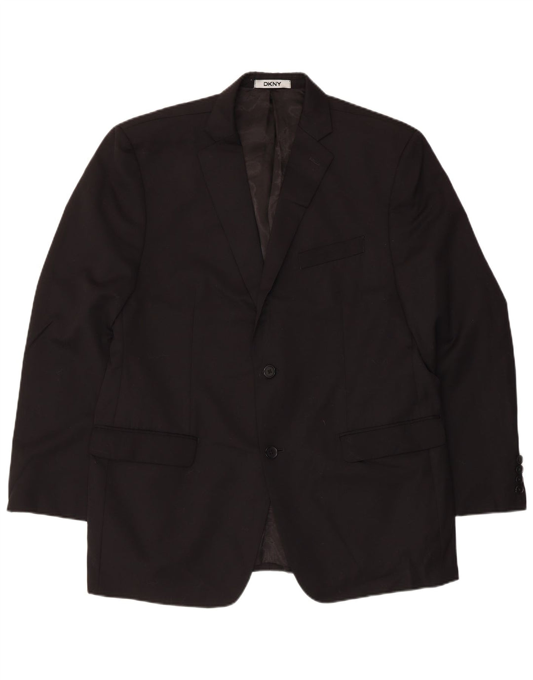 Jaqueta blazer masculina Dkny com 2 botões Reino Unido 44 2XL lã preta