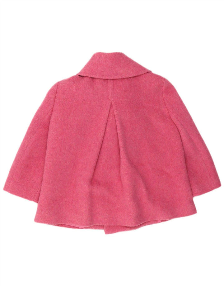 Stefanel Casaco feminino curto manga 3/4 ervilha EUA 8 lã rosa médio