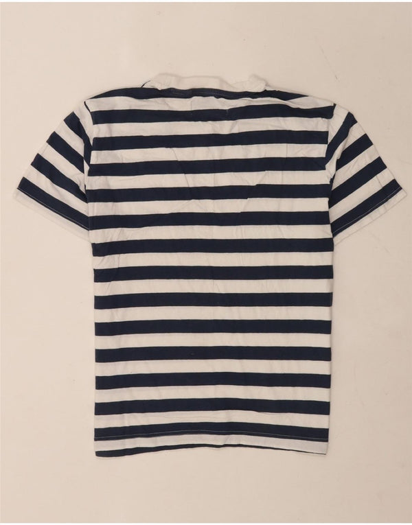 Penguin Womens T-Shirt Top UK 14 Medium Navy Blue Striped Cotton