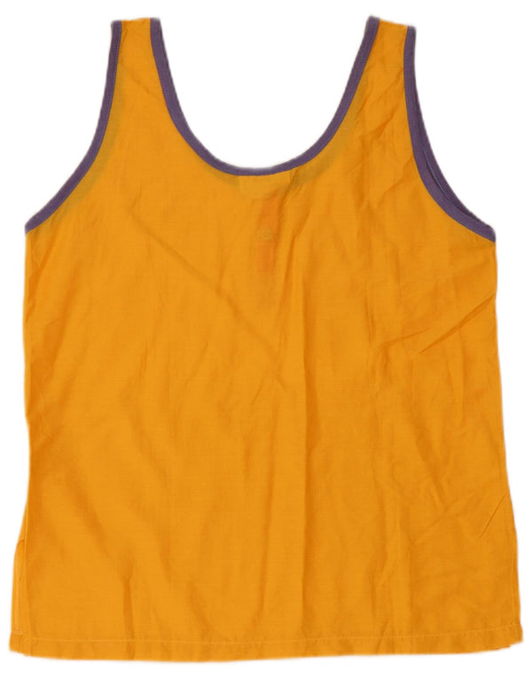 Blusa feminina vintage sem mangas, top UK 12 algodão laranja médio