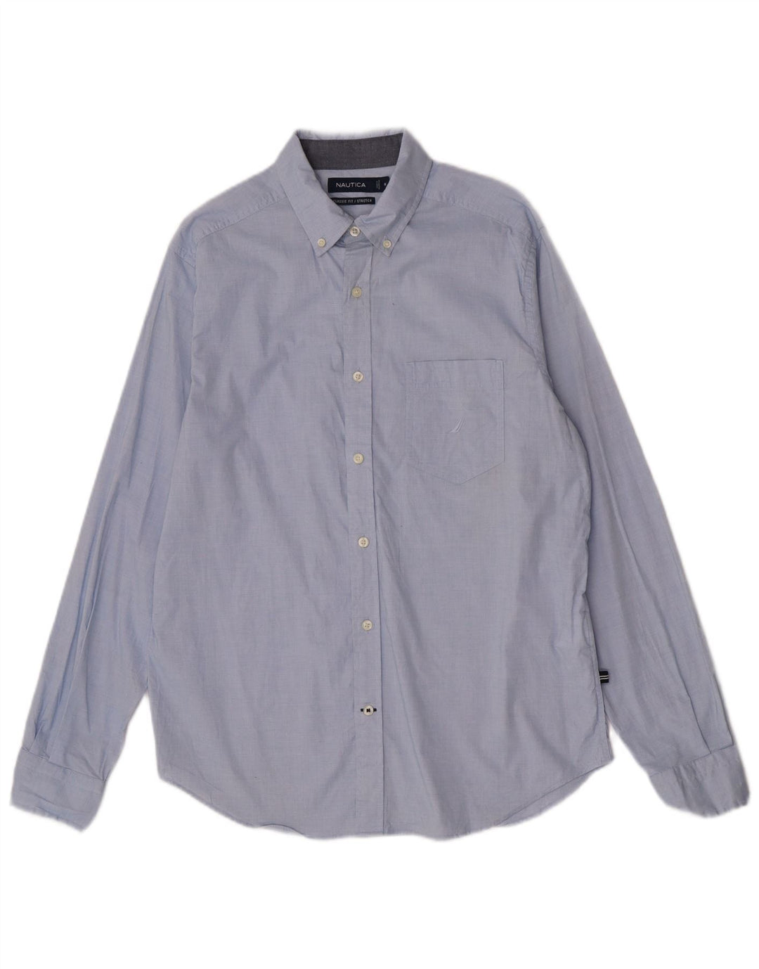 Camisa masculina Nautica Classic Fit azul médio algodão
