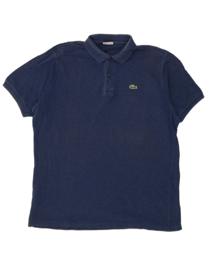 Camisa polo masculina Lacoste tamanho 7 2XL algodão azul marinho