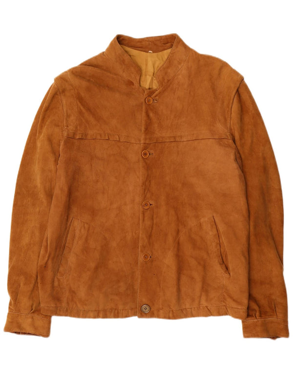 Jaqueta masculina de camurça VINTAGE IT 50 grande couro marrom
