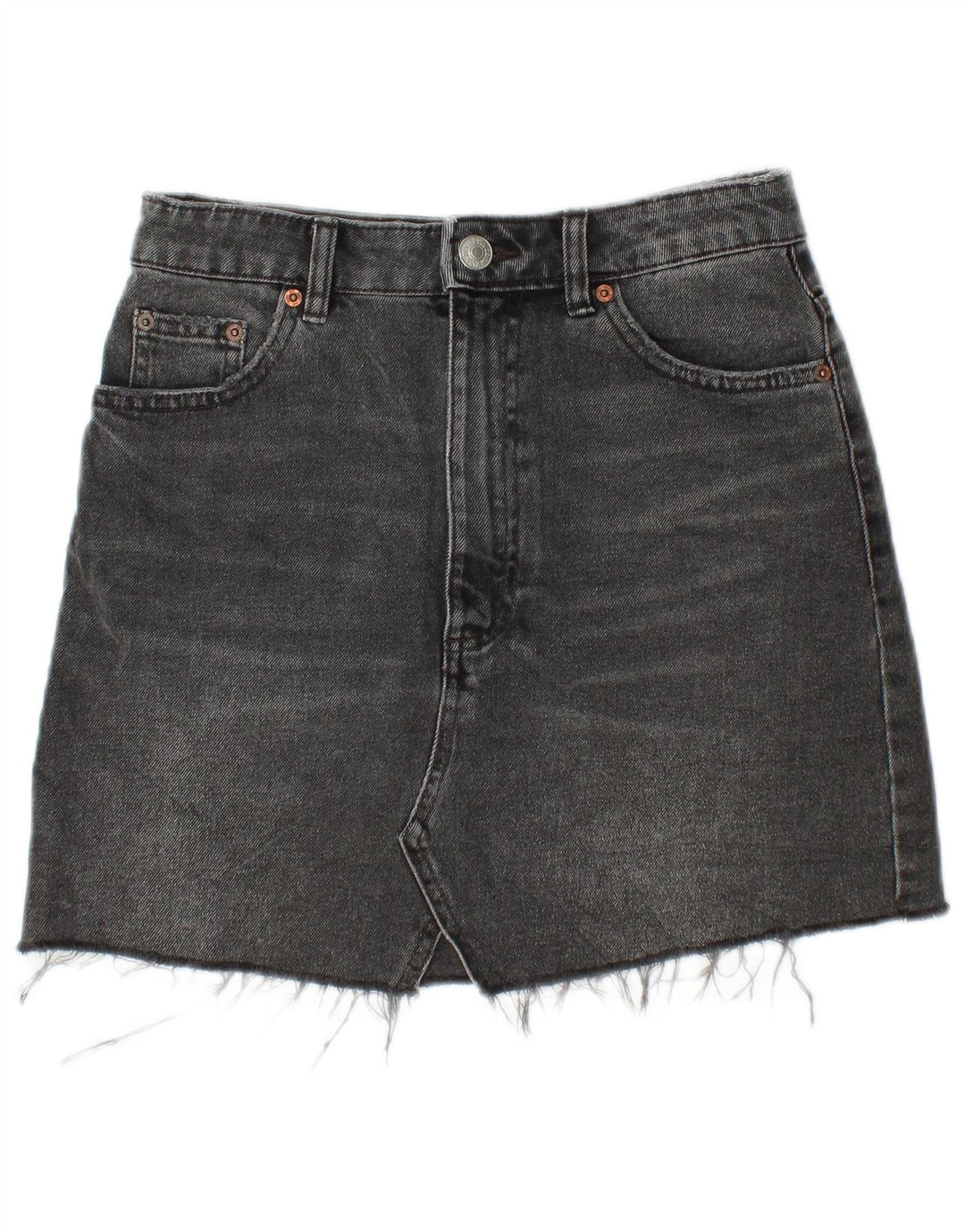 Mini saia jeans feminina Zara pequena W26 algodão preto
