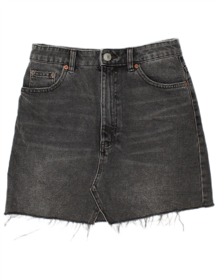 Mini saia jeans feminina Zara pequena W26 algodão preto