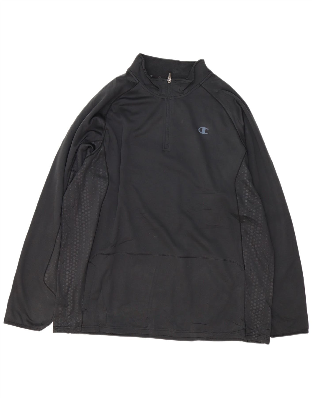 CHAMPION Pulôver masculino com zíper e gola em poliéster manchado preto 2XL