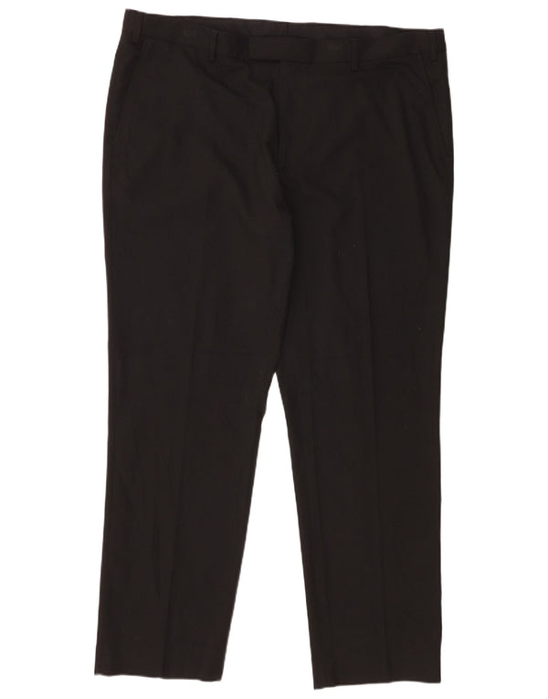 Calça masculina de ajuste regular Marks & Spencer W42 L31 poliéster preto