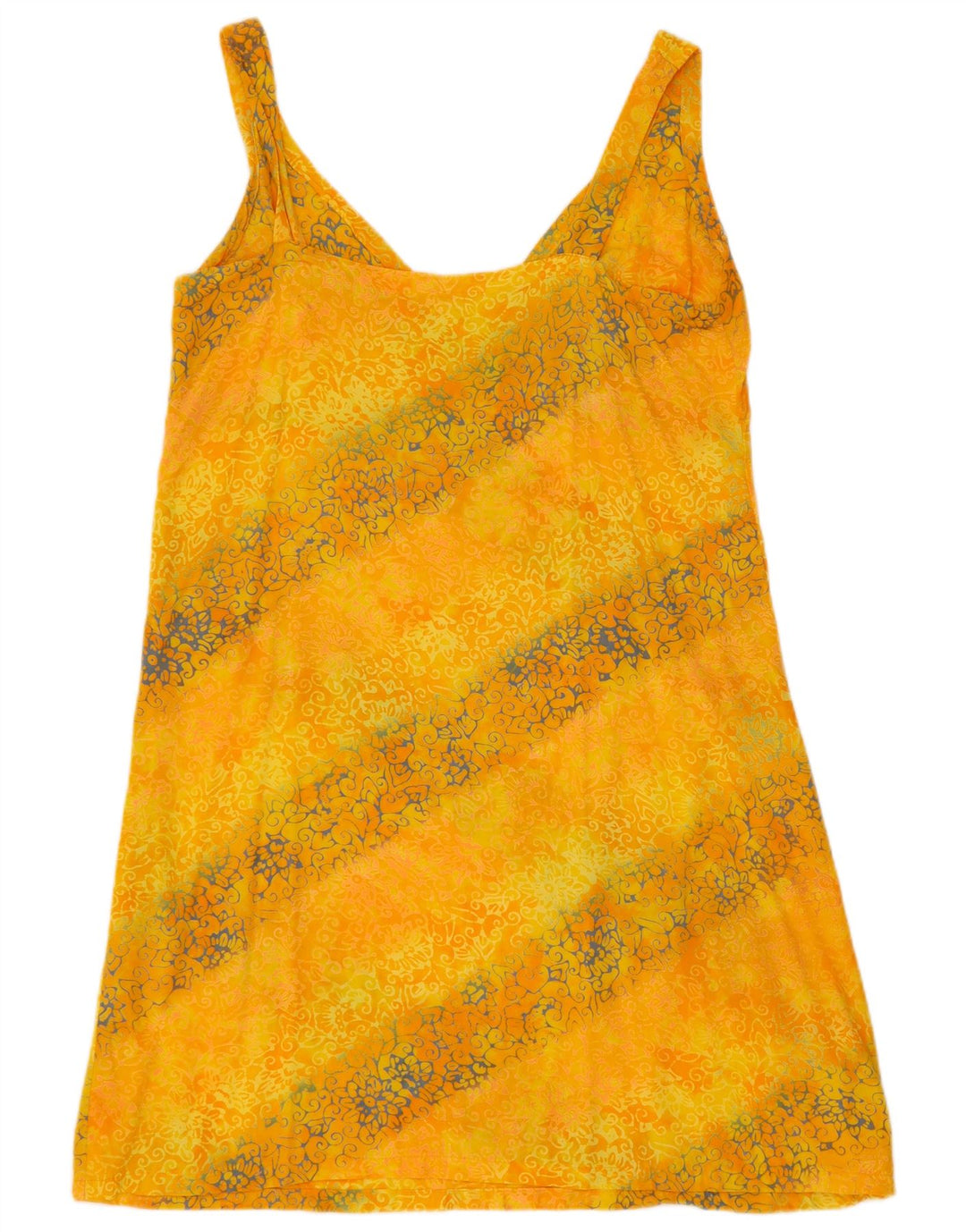 Vestido de verão feminino vintage UK 14 Paisley amarelo médio