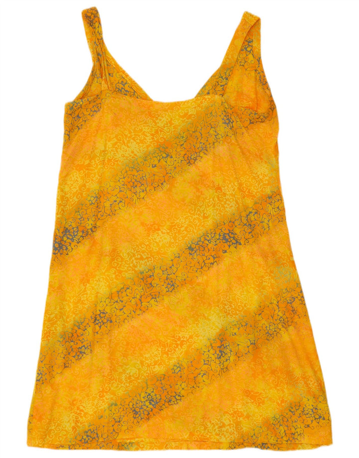 Vestido de verão feminino vintage UK 14 Paisley amarelo médio