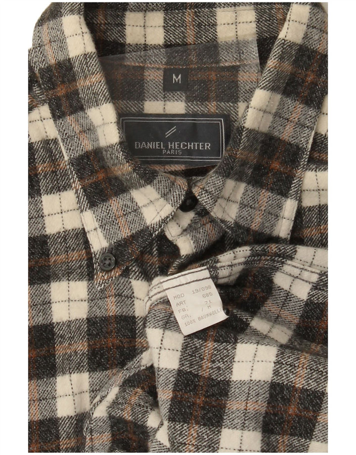 Camisa masculina de flanela DANIEL HECHTER algodão xadrez cinza médio