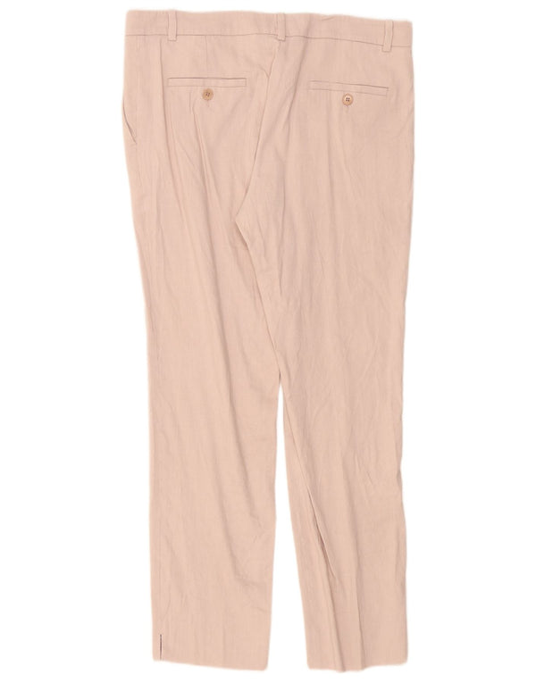 Calça Chino Feminina Jigsaw Slim UK 12 Médio W32 L28 Linho Rosa