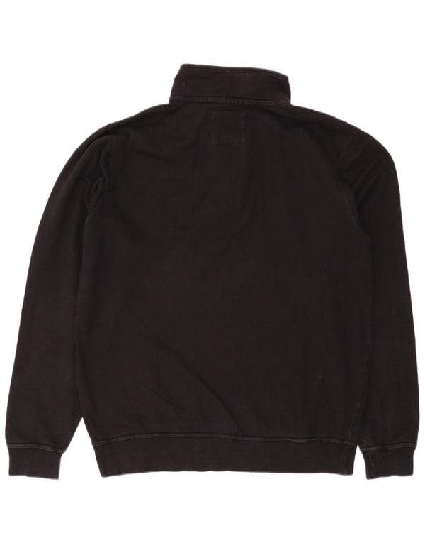 Crew Clothing Mens Zip Neck Moletom Jumper XL Algodão Preto