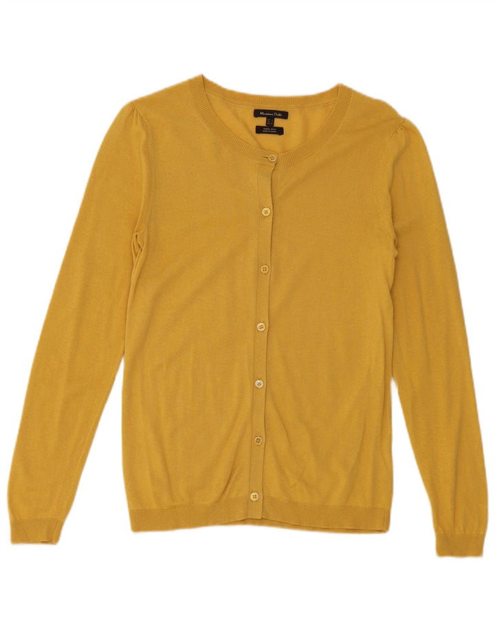 Suéter cardigã feminino Massimo Dutti Reino Unido 10 lã amarela pequena