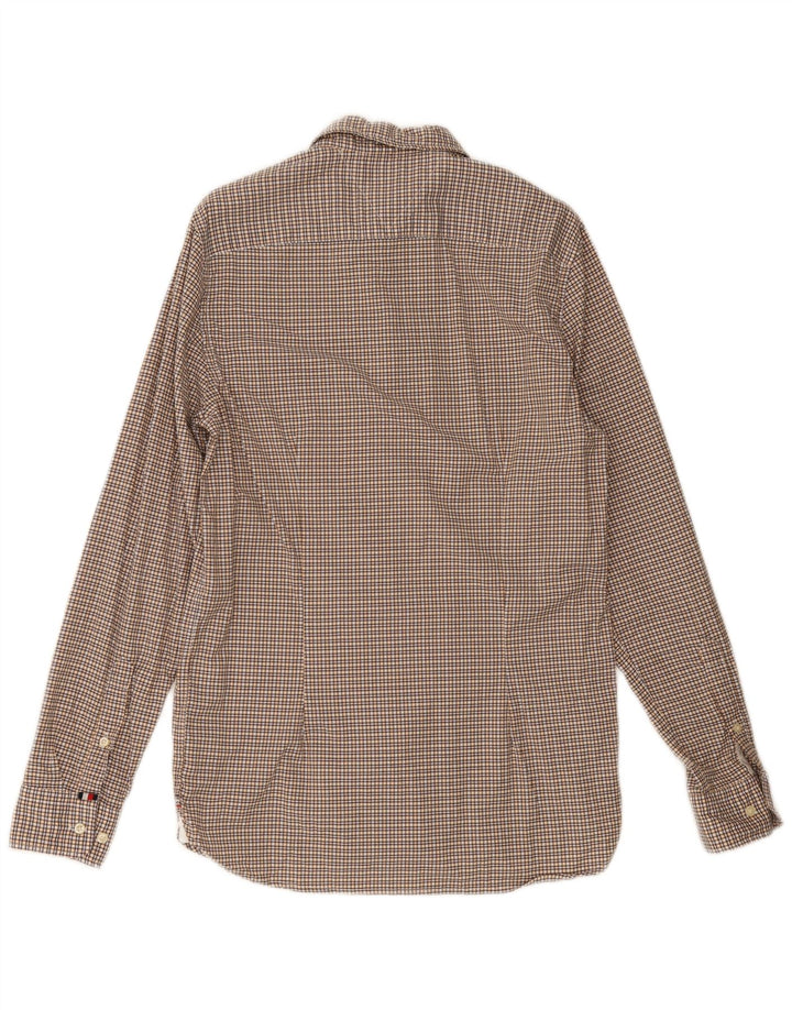 Camisa masculina TOMMY HILFIGER slim fit algodão guingão amarelo médio