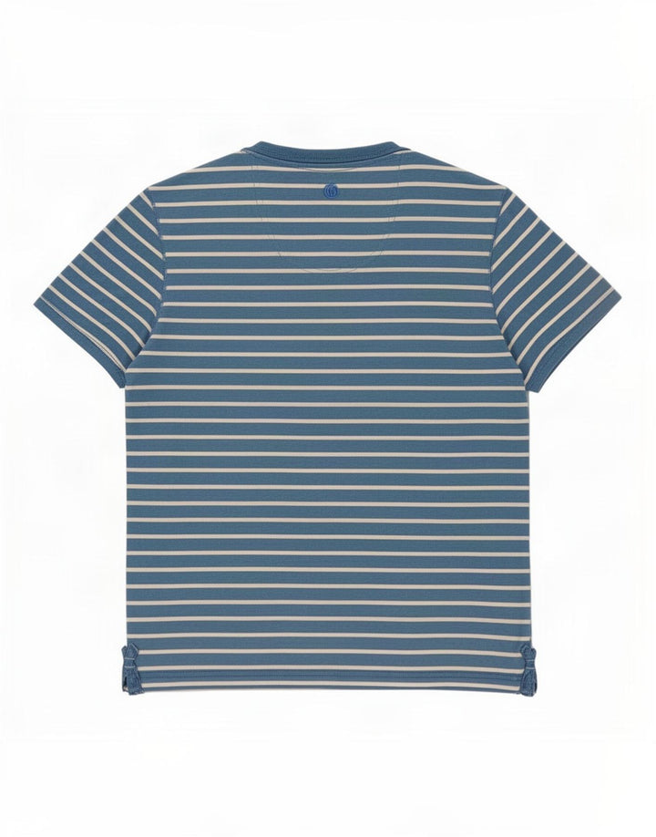 Camiseta masculina Fat Face Top de algodão listrado azul médio