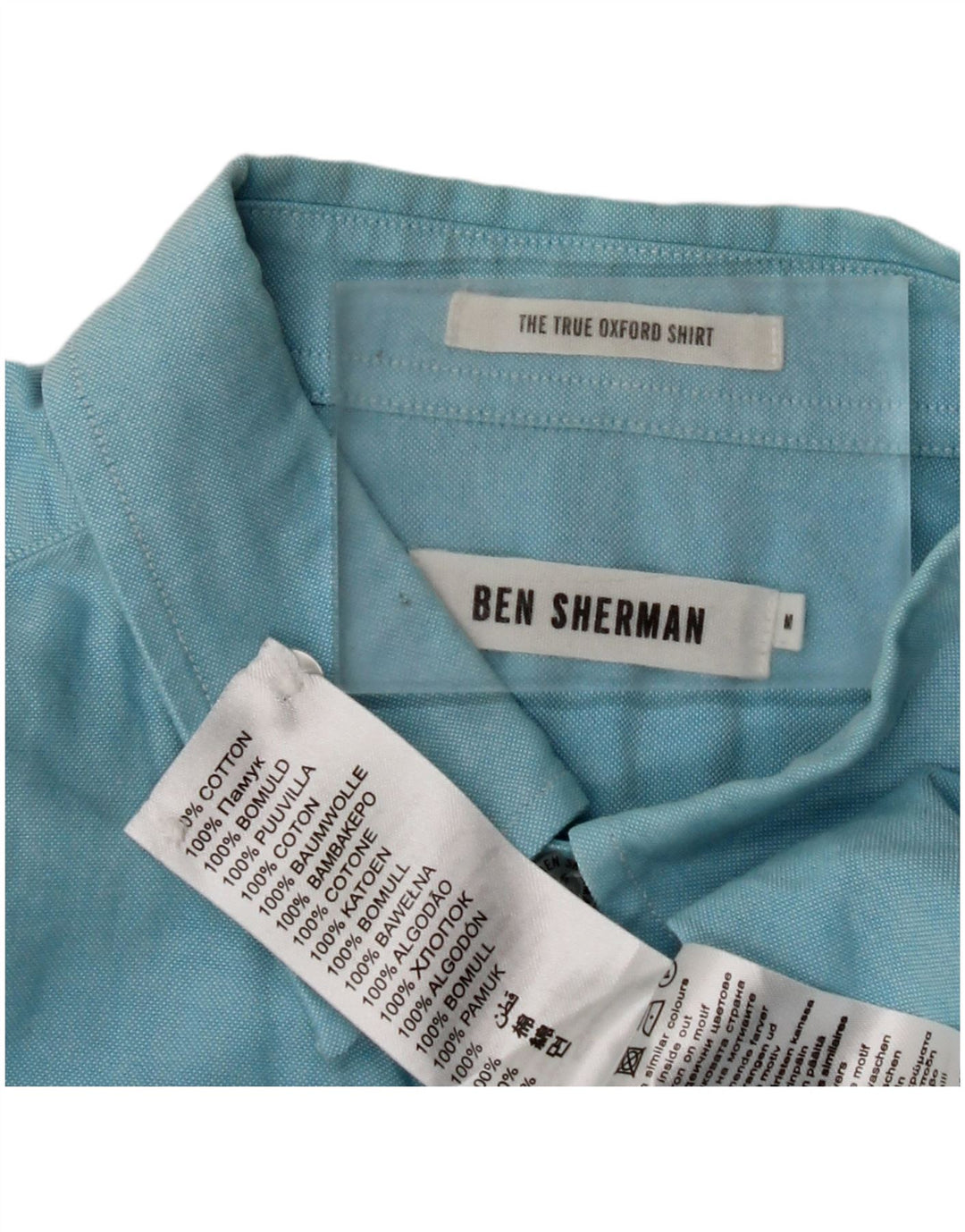 Camisa masculina BEN SHERMAN de algodão azul médio
